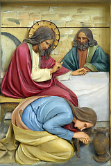 Image showing Mary Magdalene washes the feet of Jesus