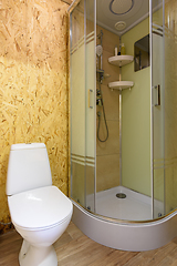 Image showing The interior of a modest small bathroom in a country house