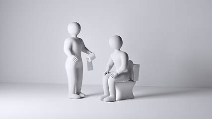 Image showing Man helping his friend by bringing toilet paper.