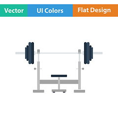 Image showing Flat design icon of Bench with barbell