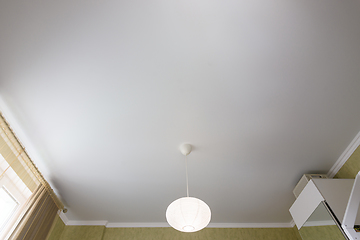 Image showing Stretch white matte ceiling close-up in a bedroom