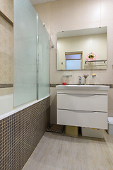 Image showing Glass shower partition in the bathroom interior