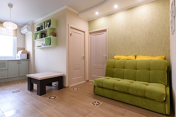 Image showing Interior of a living room combined with a kitchen in a two-room apartment