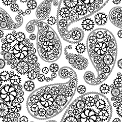 Image showing Oriental paisley seamless pattern with gears