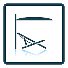 Image showing Sea beach recliner with umbrella icon