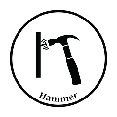 Image showing Icon of hammer beat to nail