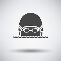 Image showing Swimming man head icon