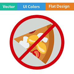 Image showing Flat design icon of Prohibited pizza