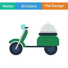 Image showing Flat design icon of Delivering motorcycle