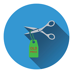 Image showing Scissors cut old price tag icon