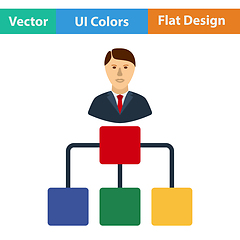 Image showing Flat design icon of Head businessman with scheme