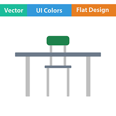 Image showing Flat design icon of Table and chair