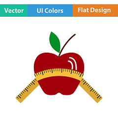 Image showing Flat design icon of Apple with measure tape