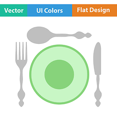 Image showing Flat design icon of Silverware and plate