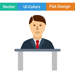Image showing Flat design icon of Businessman avatar on a table