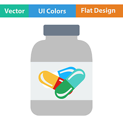 Image showing Flat design icon of Fitness pills in container