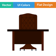 Image showing Flat design icon of Table and armchair