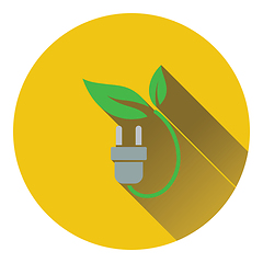 Image showing Electric plug with leaves icon