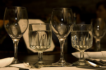 Image showing restaurant table settings glassware