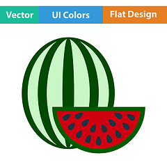 Image showing Flat design icon of Watermelon