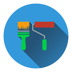 Image showing Icon of construction paint brushes