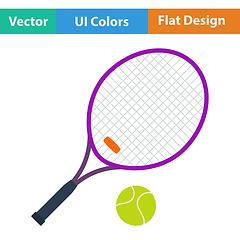 Image showing Flat design icon of Tennis rocket and ball