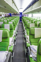 Image showing Airplane seats in cabin