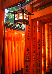 Image showing Lantern in Fushimi Inari Taisha shrine, Kyoto, Japan