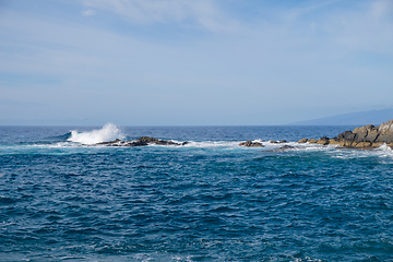 Image showing beautiful wild beach with black sand