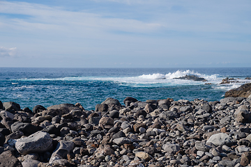 Image showing beautiful wild beach with black sand