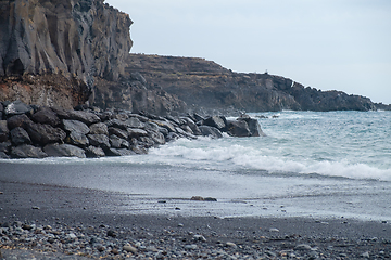 Image showing beautiful wild beach with black sand