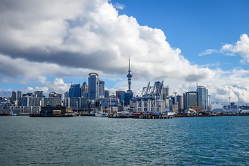 Image showing Auckland view from the sea, New Zealand