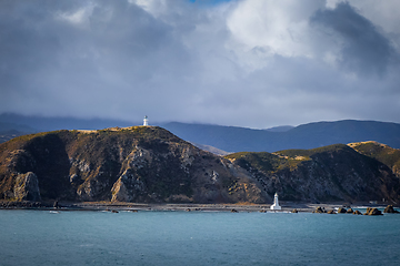 Image showing Lighthouse on cliffs near Wellington, New Zealand