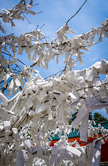 Image showing Omikuji tree at Heian Jingu Shrine temple, Kyoto, Japan