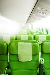 Image showing Airplane seats in cabin