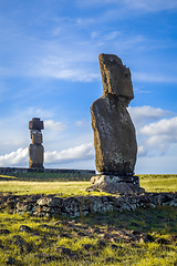 Image showing Moais statues, ahu vai ure, easter island