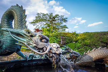 Image showing Traditional japanese dragon fountain, Nikko, Japan