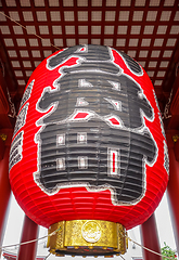 Image showing Lantern in Kaminarimon gate, Senso-ji temple, Tokyo, Japan