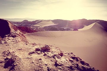 Image showing Sand dunes in Valle de la Luna, San Pedro de Atacama, Chile