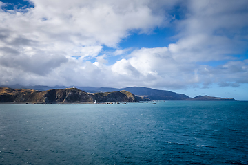 Image showing Lighthouse on cliffs near Wellington, New Zealand