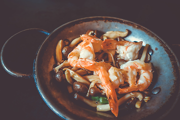 Image showing Shrimp teppanyaki, japanese traditional hot plate food
