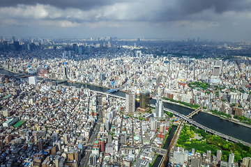 Image showing Tokyo city skyline aerial view, Japan