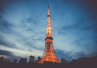 Image showing Tokyo tower at night, Japan