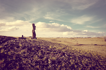 Image showing Moai statue, ahu akapu, easter island