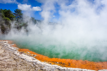 Image showing Champagne Pool hot lake in Waiotapu, Rotorua, New Zealand