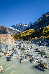 Image showing Glacial river in Hooker Valley Track, Mount Cook, New Zealand