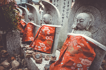 Image showing Jizo statues in Arashiyama temple, Kyoto, Japan