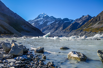 Image showing Hooker lake in Aoraki Mount Cook, New Zealand