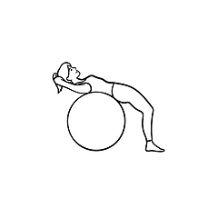 Image showing Woman doing pilates exercises hand drawn outline doodle icon.