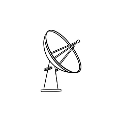 Image showing Satellite antenna hand drawn outline doodle icon.